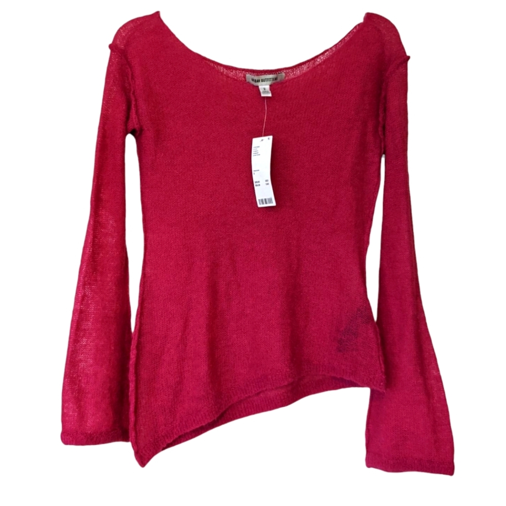 NWT Urban Outfitters Lightweight Sweater Womens small semi sheer Pink Asymmetric